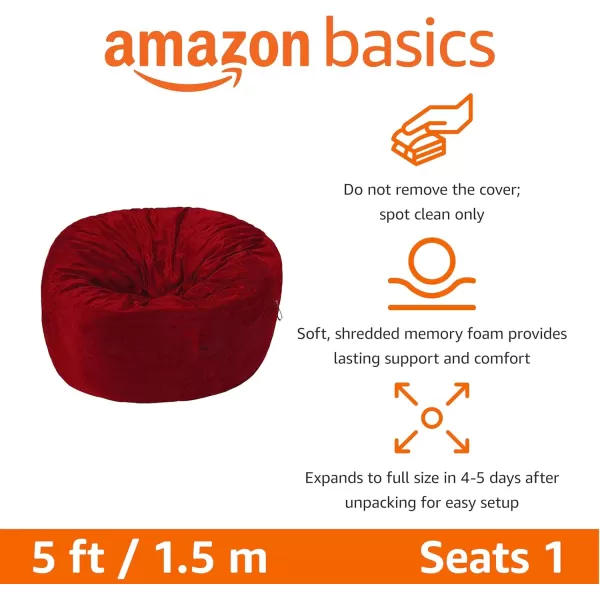 imageAmazon Basics Extra Large Bean Bag Chair Lounger 3 ft Memory Foam Filled Microfiber Cover Solid BlackRed