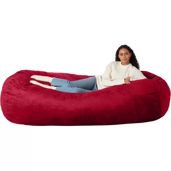 imageAmazon Basics Extra Large Bean Bag Chair Lounger 3 ft Memory Foam Filled Microfiber Cover Solid BlackRed