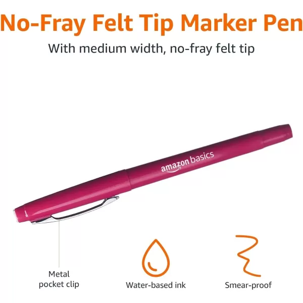 imageAmazon Basics Felt Tip Marker Pens 12Pack Assorted ColorsAssorted Colors