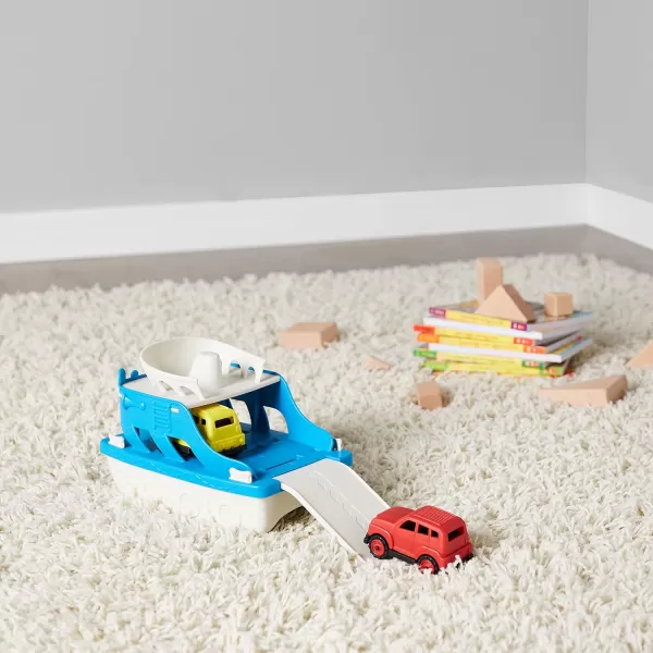 imageAmazon Basics Ferry Boat with 2 Mini Cars Bathtub Toy for Kids Ages 2 and Up Blue Small