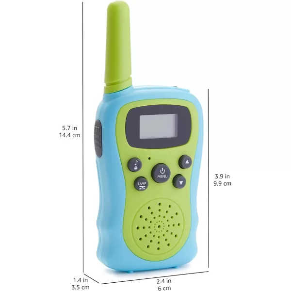 imageAmazon Basics Kids Walkie Talkie Set Range Extending Set of 2 for Camping or Birthday Toys Green and BlueGreen and Blue
