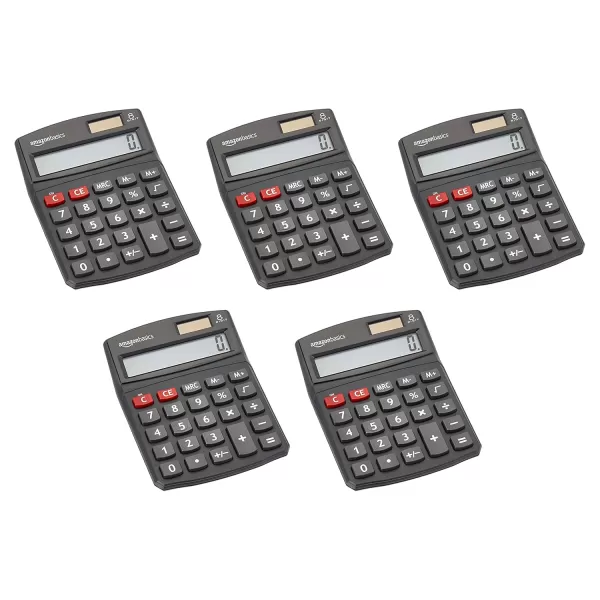 imageAmazon Basics LCD 8Digit Desktop Calculator 1 Pack Small BlackBlack