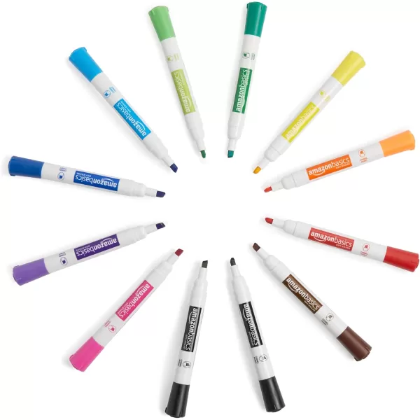 imageAmazon Basics LowOdor Chisel Tip Dry Erase White Board Markers 12Pack RedAssorted Colors