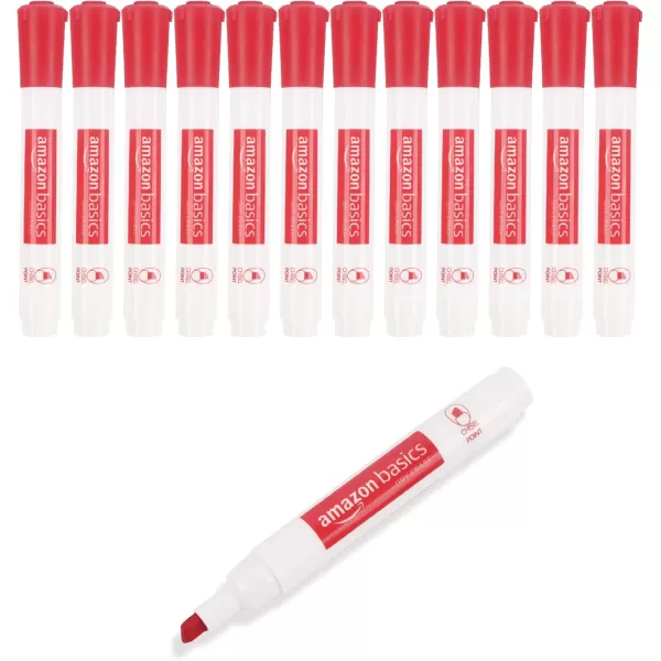 imageAmazon Basics LowOdor Chisel Tip Dry Erase White Board Markers 12Pack RedBlack