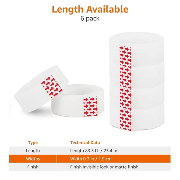 imageAmazon Basics Matte Finish Tape with Dispenser and Refills 34quot x 650quot18 yds1 Pack6 Count Pack of 1