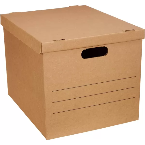 imageAmazon Basics Medium Cardboard Moving Boxes with Lid and Handles 10 Pack Brown 19 x 145 x 155 inchesBrown