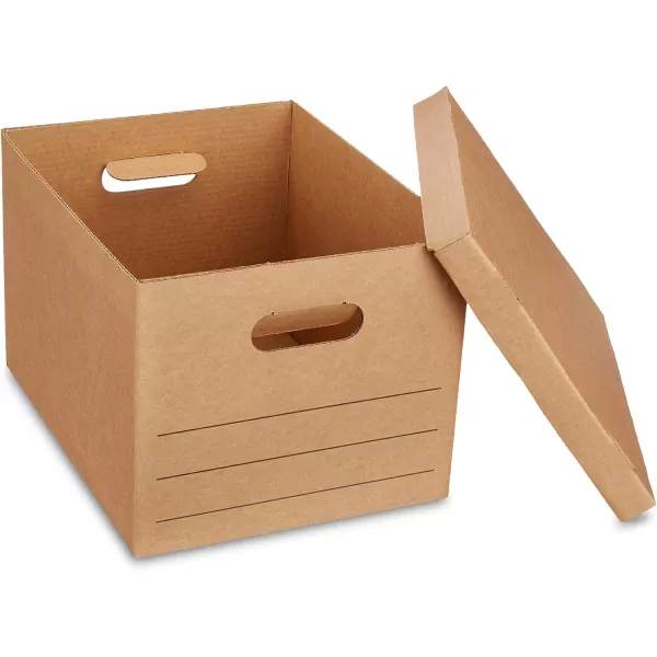 imageAmazon Basics Medium Cardboard Moving Boxes with Lid and Handles 10 Pack Brown 19 x 145 x 155 inchesBrown