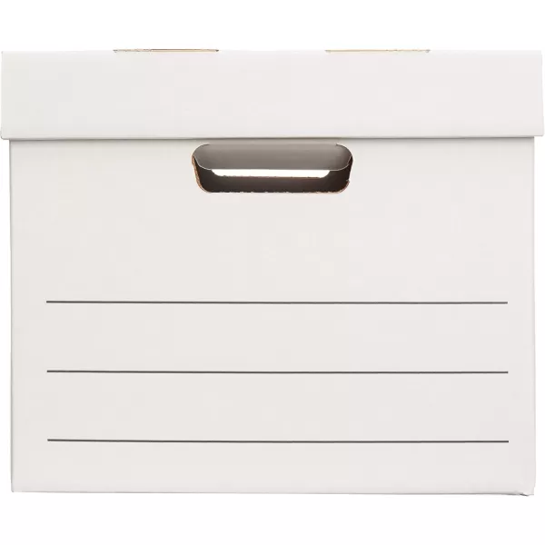imageAmazon Basics Medium Duty StorageFiling Boxes With Lid and Handles LegalLetter Size 12Pack White 162quot L x 125quot W x 105quot H12Pack