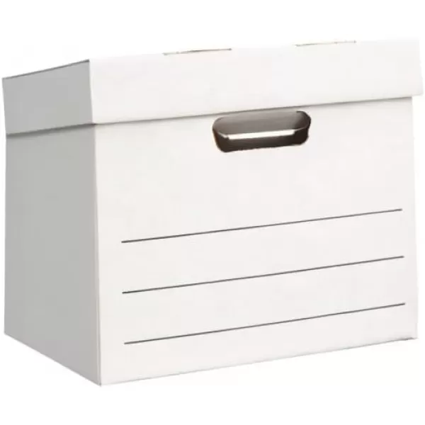 imageAmazon Basics Medium Duty StorageFiling Boxes With Lid and Handles LegalLetter Size 12Pack White 162quot L x 125quot W x 105quot H12Pack