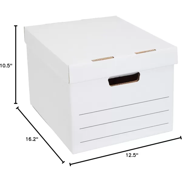 imageAmazon Basics Medium Duty StorageFiling Boxes With Lid and Handles LegalLetter Size 12Pack White 162quot L x 125quot W x 105quot H12Pack