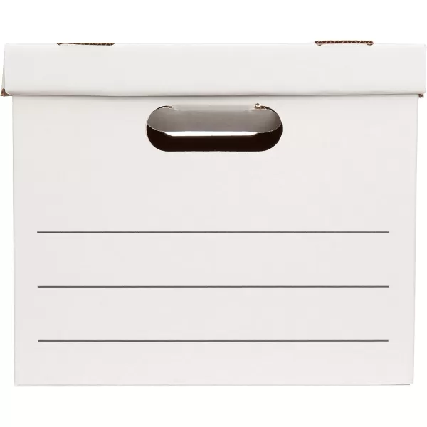 imageAmazon Basics Medium Duty StorageFiling Boxes With Lid and Handles LegalLetter Size 12Pack White 162quot L x 125quot W x 105quot H20Pack