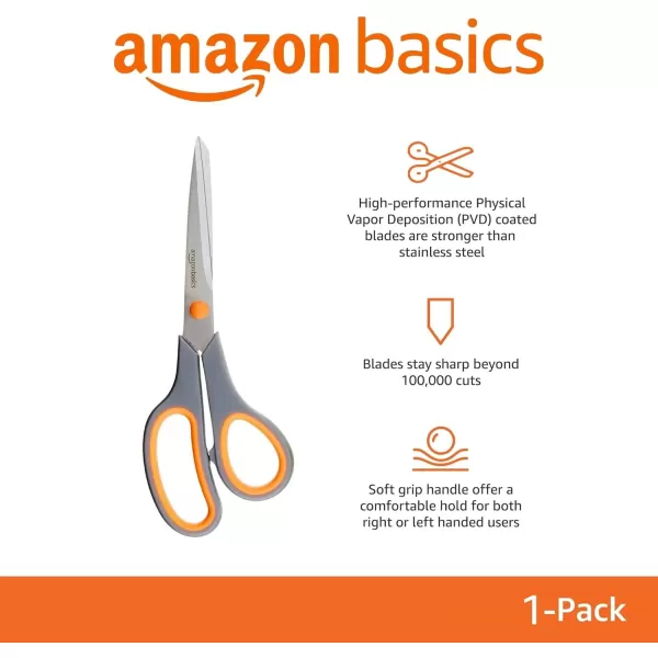imageAmazon Basics Multipurpose Comfort Grip PVD Coated Stainless Steel Office Scissors 3Pack Purple Green ampamp Gray1Pack