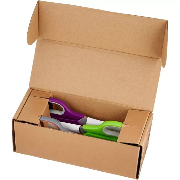 imageAmazon Basics Multipurpose Comfort Grip PVD Coated Stainless Steel Office Scissors 3Pack Purple Green ampamp Gray3Pack