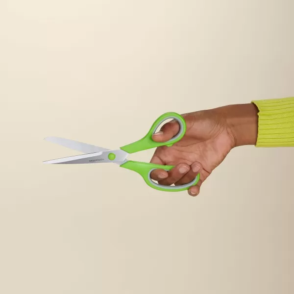 imageAmazon Basics Multipurpose Comfort Grip PVD Coated Stainless Steel Office Scissors 3Pack Purple Green ampamp Gray3Pack