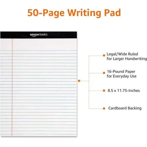 imageAmazon Basics Narrow Ruled 5 x 8Inch Lined Writing Note Pads 6 Count 50 Sheet Pads MulticolorWhite