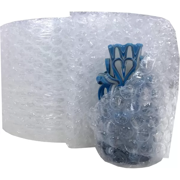 imageAmazon Basics Perforated Bubble Cushioning Wrap Large Clear 516quot 12Inch x 100Foot Long RollClear