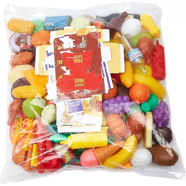 imageAmazon Basics Pretend Toy Play Food for Kids Ages 3 and Up Set of 150 Pieces Multicolor 1102quotW x 375quotH x 1656quotD150 pieces