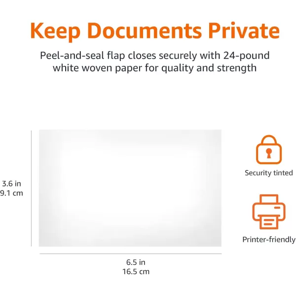 imageAmazon Basics Quality 6 34 SecurityTinted Envelopes with Peel and Seal 300Pack WhiteWhite