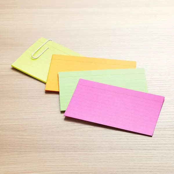 imageAmazon Basics Ruled Index Flash Cards for Studying and Note Taking Assorted Neon Colored 3x5 Inch 300CountAssorted Neon