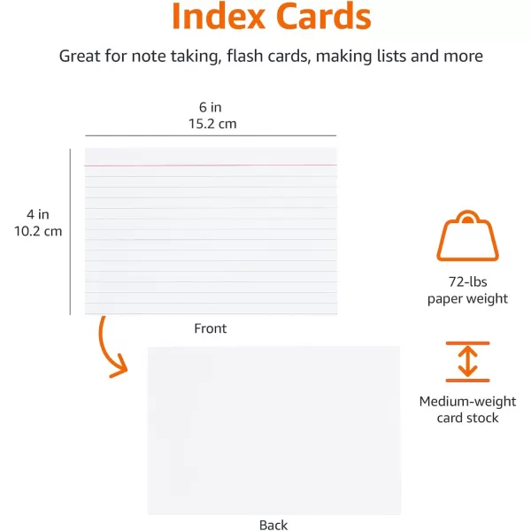 imageAmazon Basics Ruled Index Flash Cards for Studying and Note Taking Assorted Neon Colored 3x5 Inch 300CountWhite