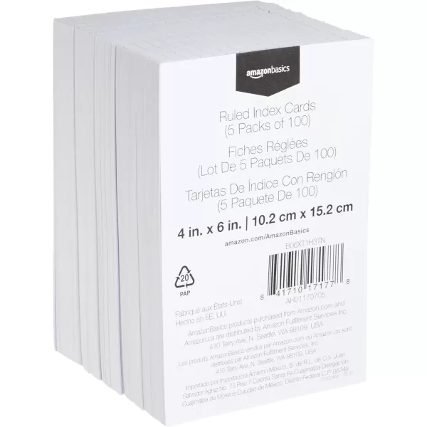 imageAmazon Basics Ruled Index Flash Cards for Studying and Note Taking Assorted Neon Colored 3x5 Inch 300CountWhite