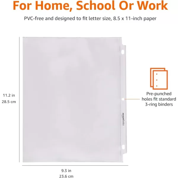 imageAmazon Basics Sheet Protector NonGlare 100Pack 85 x 11 Clear200  Pack