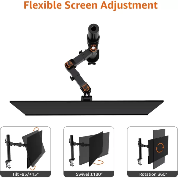 imageAmazon Basics Single Computer Monitor Stand with Tilt and Rotation Height Adjustable VESA Desk Arm Mount Steel 30 inches Black