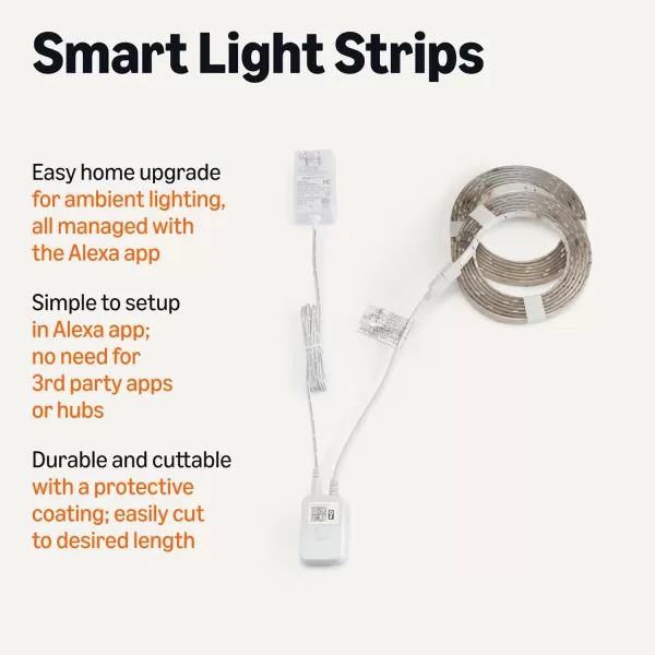imageAmazon Basics Smart LED Light Strip 328 Feet 2 Rolls of 164 Feet RGB  Tunable White Works with Alexa Only 24 GHz WiFi No Hub Required164 Feet