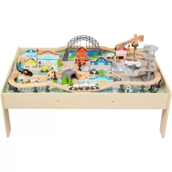 imageAmazon Basics 120 Piece Wooden Train Set and Tablekids Gift for Age 3Y Multi 474 x 3346 x 1614 inches
