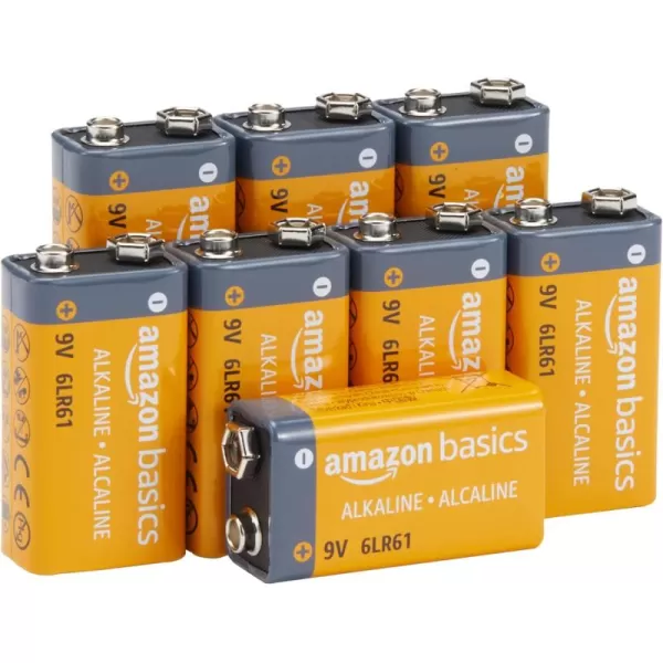 imageAmazon Basics 24 Pack 9 Volt Performance AllPurpose Alkaline Batteries 5Year Shelf Life Easy to Open Value Pack8 Count 9V6LR61