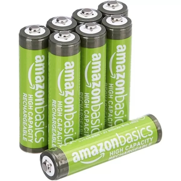 imageAmazon Basics 24Pack Rechargeable AAA HighCapacity NiMH Batteries 850 mAh Recharge up to 500x Times PreCharged8 Count Pack of 1