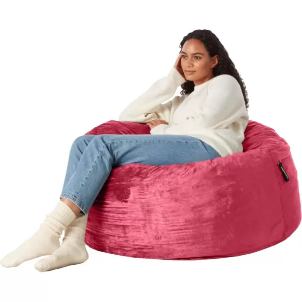 imageAmazon Basics Extra Large Bean Bag Chair Lounger 3 ft Memory Foam Filled Microfiber Cover Solid BlackPink