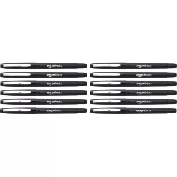 imageAmazon Basics Felt Tip Marker Pens 12Pack Assorted ColorsBlack