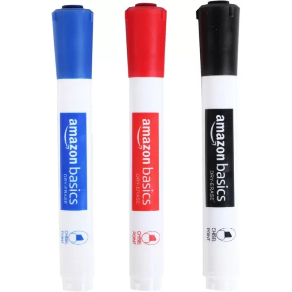 imageAmazon Basics LowOdor Chisel Tip Dry Erase White Board Markers 12Pack RedBlack  Red  Blue