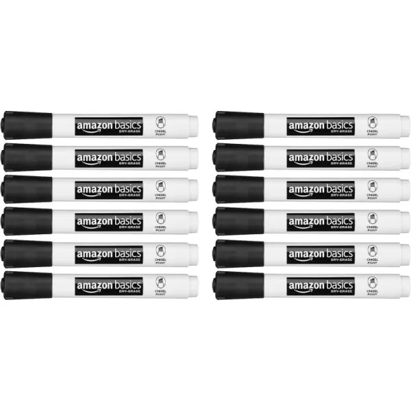 imageAmazon Basics LowOdor Chisel Tip Dry Erase White Board Markers 12Pack RedBlack