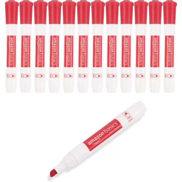 imageAmazon Basics LowOdor Chisel Tip Dry Erase White Board Markers 12Pack RedRed