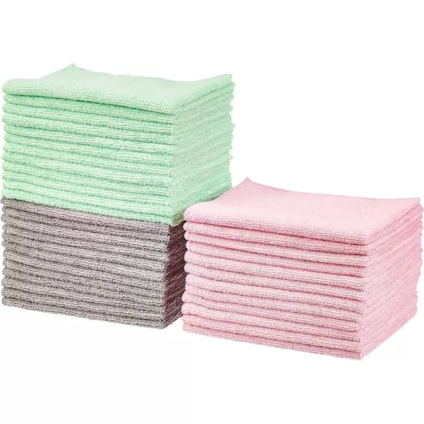 imageAmazon Basics Microfiber Cleaning Cloths Lint Free Absorbent Streak Free NonAbrasive Reusable and Washable Pack of 24 BlueWhiteYellow 16quot x 12quotGreenGrayPink