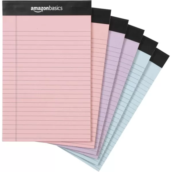 imageAmazon Basics Narrow Ruled 5 x 8Inch Lined Writing Note Pads 6 Count 50 Sheet Pads MulticolorMulticolor