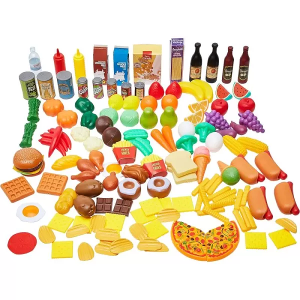 imageAmazon Basics Pretend Toy Play Food for Kids Ages 3 and Up Set of 150 Pieces Multicolor 1102quotW x 375quotH x 1656quotD150 pieces