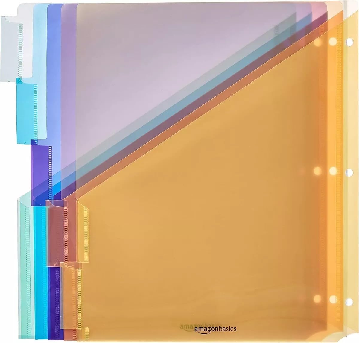 imageAmazon Basics Two Pocket Plastic Dividers Tab Set 5 Count Letter Size Assorted Color 1Pack3 Count