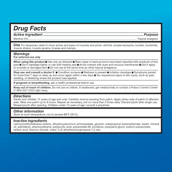 imageAmazon Basic Care Medicated Cold Hot 5 Menthol Patch 787 x 393 15Count Box Previously HealthWise15 Count Pack of 1
