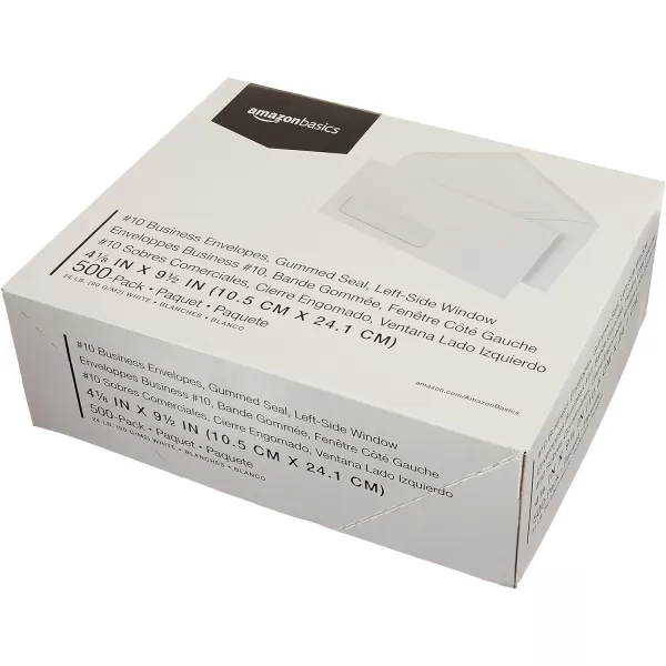 imageAmazon Basics 10 SecurityTinted SelfSeal Business Envelopes with Left Window Peel ampamp Seal Closure  500Pack WhiteNo Tint