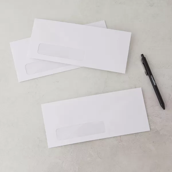 imageAmazon Basics 10 SecurityTinted SelfSeal Business Envelopes with Left Window Peel ampamp Seal Closure  500Pack WhiteNo Tint