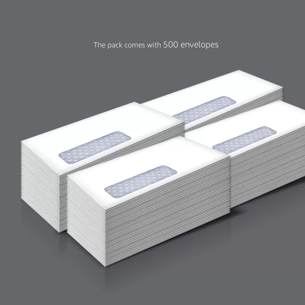 imageAmazon Basics 10 SecurityTinted SelfSeal Business Envelopes with Left Window Peel ampamp Seal Closure  500Pack WhiteTint