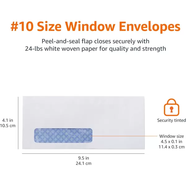 imageAmazon Basics 10 SecurityTinted SelfSeal Business Envelopes with Left Window Peel ampamp Seal Closure  500Pack WhiteTint