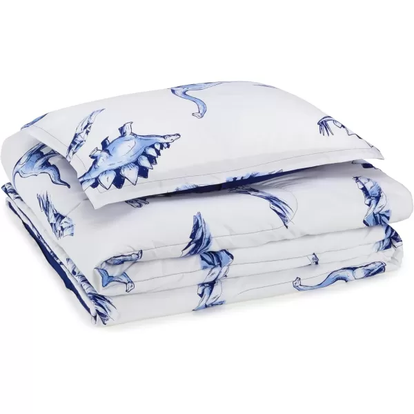 imageAmazon Basics 2 Piece Microfiber Kids Comforter and Pillow Sham Set Toddler Navy SolidDinosaurs