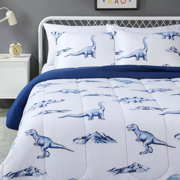 imageAmazon Basics 2 Piece Microfiber Kids Comforter and Pillow Sham Set Toddler Navy SolidDinosaurs