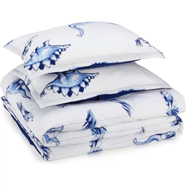 imageAmazon Basics 2 Piece Microfiber Kids Comforter and Pillow Sham Set Toddler Navy SolidDinosaurs