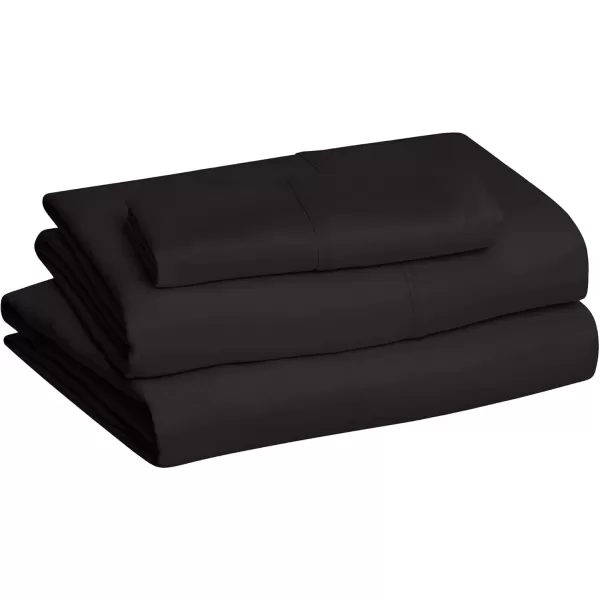 imageAmazon Basics 3 Count Lightweight Super Soft Easy Care Microfiber Bed Sheet Set with 14quot Deep Pockets  Twin Pack of 4 Black SolidBlack