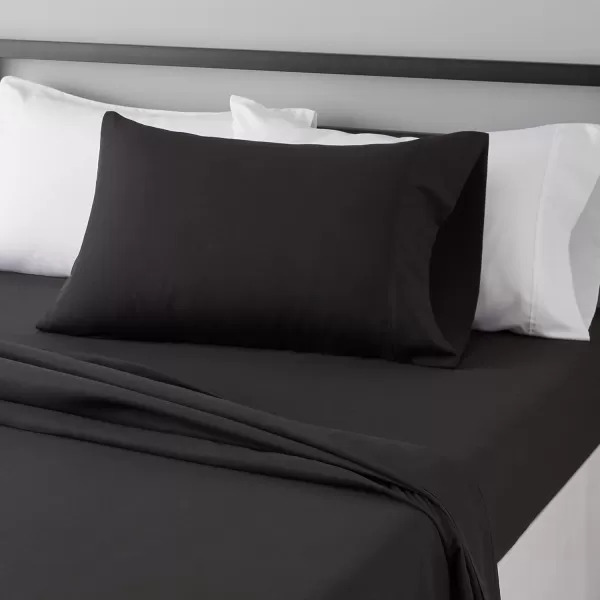 imageAmazon Basics 3 Count Lightweight Super Soft Easy Care Microfiber Bed Sheet Set with 14quot Deep Pockets  Twin Pack of 4 Black SolidDark Gray